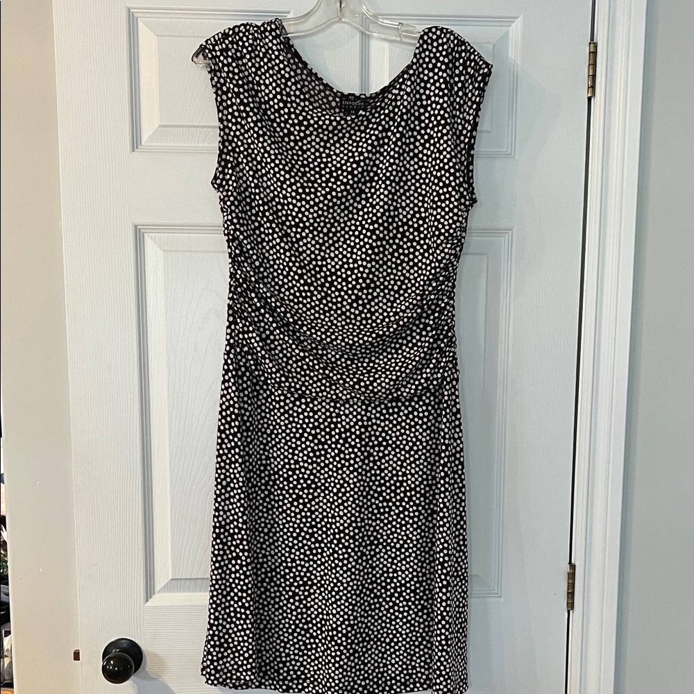 Enfocus Studio Brown and White Polka Dot Midi Dress